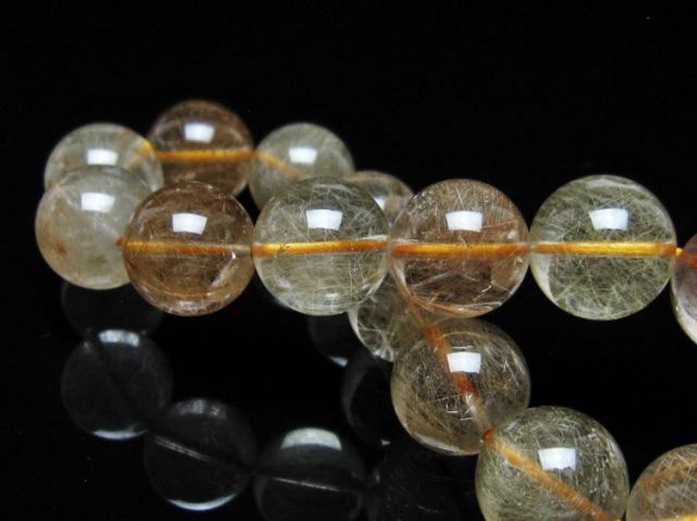 金針ルチル水晶ブレスレット 14mm [t132-16023]