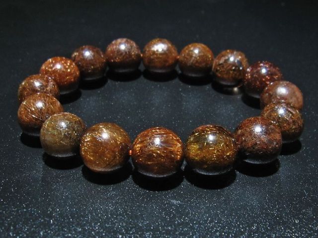 金針ルチル水晶ブレスレット 13mm [t15-10299]