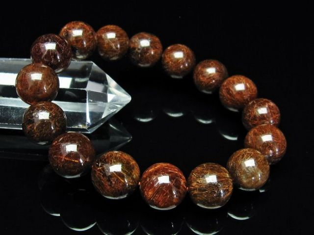 金針ルチル水晶ブレスレット 13mm [t15-10299]