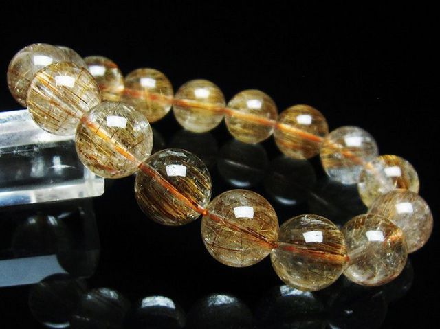 ファイナルグレード金針ルチル水晶ブレスレット 13mm [T15-10766]