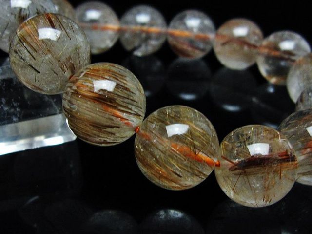 ファイナルグレード金針ルチル水晶ブレスレット 14mm [T15-10970]
