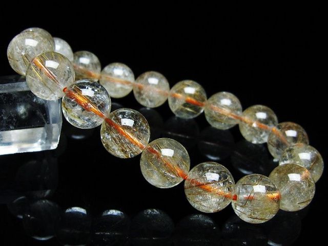 ファイナルグレード金針ルチル水晶ブレスレット 11mm [t15-11121]