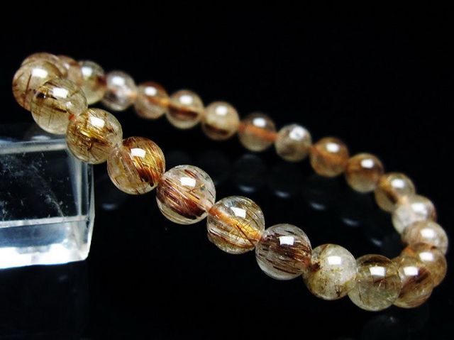 ファイナルグレード金針ルチル水晶ブレスレット 7mm [t15-11243]