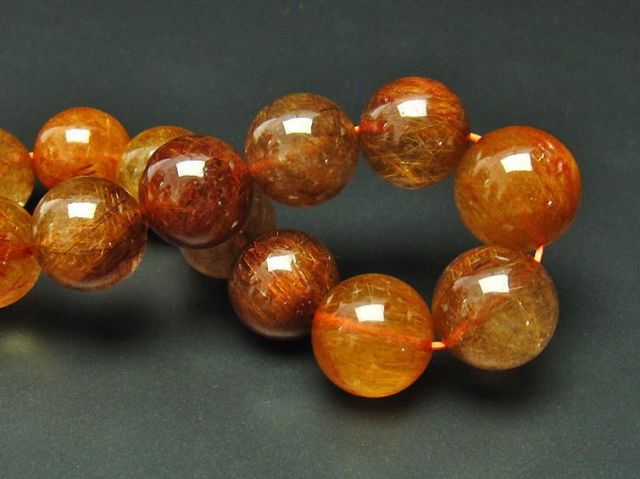 金針ルチル水晶ブレスレット 16mm [t15-9774]