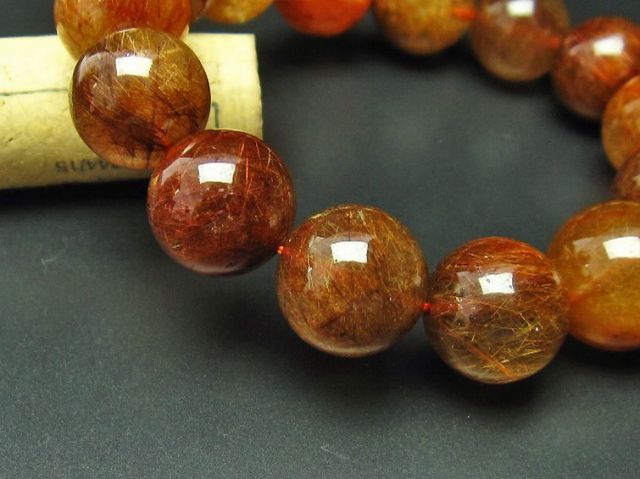 金針ルチル水晶ブレスレット 16mm [t15-9774]