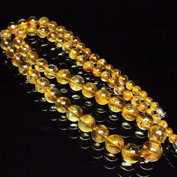 ゴールドタイチンルチルネックレス 12mm [T162-347]