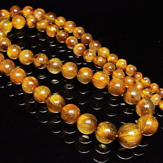 ゴールドタイチンルチルネックレス 13mm [T162-397]