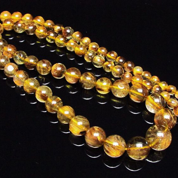 ゴールドタイチンルチルネックレス 12mm [T162-422]