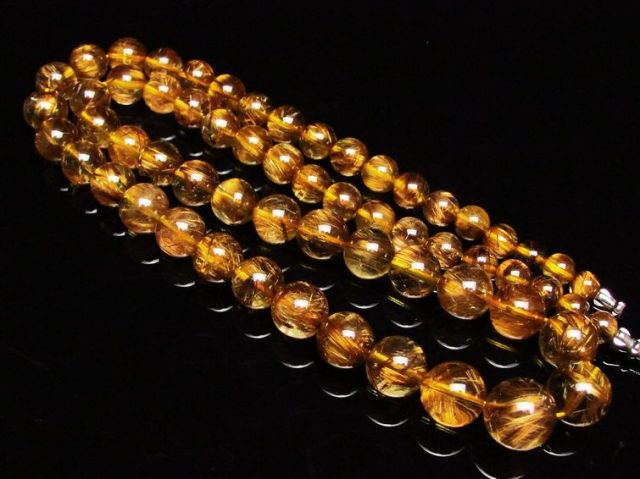 ゴールドタイチンルチルネックレス 12mm [t162-441]