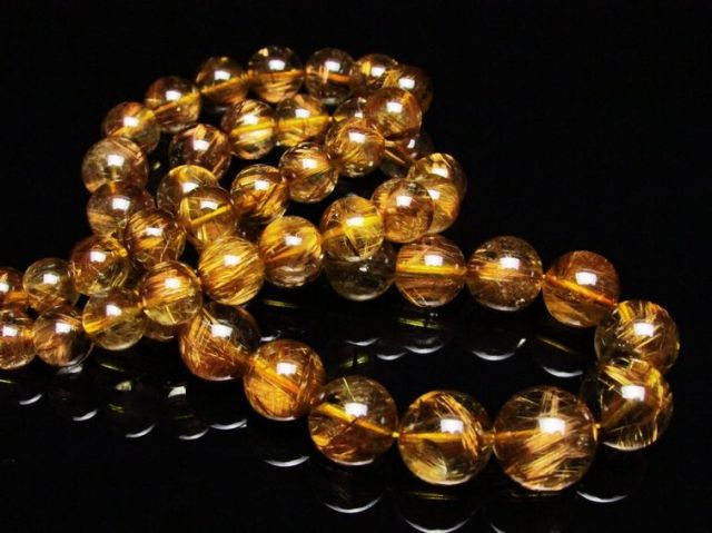 ゴールドタイチンルチルネックレス 12mm [t162-441]