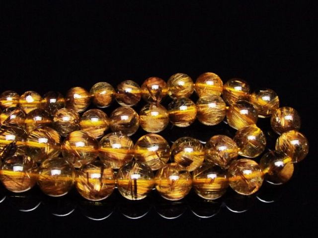 ゴールドタイチンルチルネックレス 12mm [t162-441]