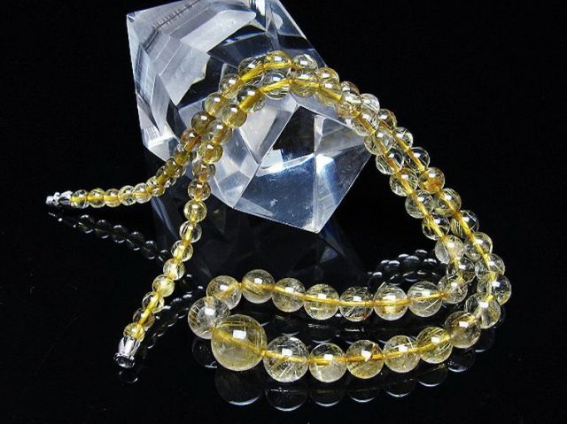 ゴールドタイチンルチルネックレス 11mm [t162-683]