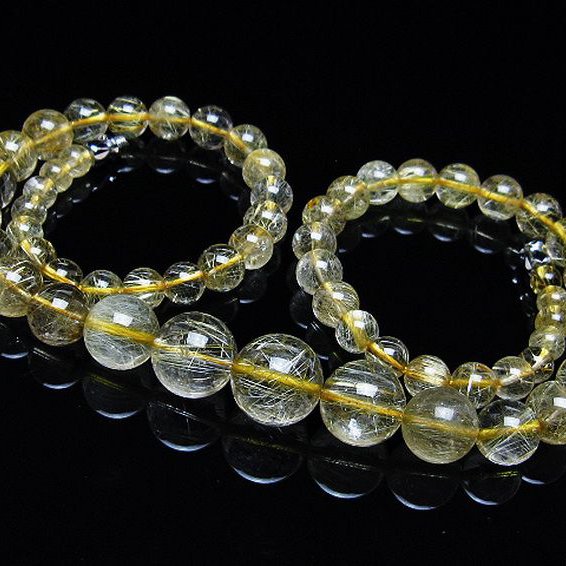 ゴールドタイチンルチルネックレス 12mm [T162-685]