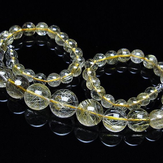 ゴールドタイチンルチルネックレス 14mm [t162-689]