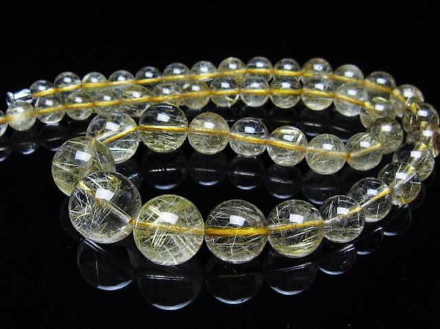 ゴールドタイチンルチルネックレス 14mm [t162-689]