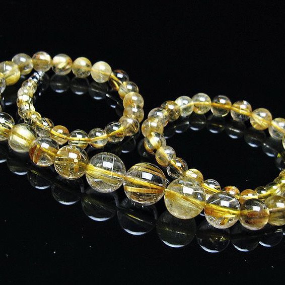 ゴールドタイチンルチルネックレス 12mm [t162-710]