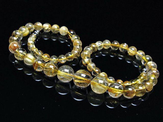 ゴールドタイチンルチルネックレス 12mm [t162-710]