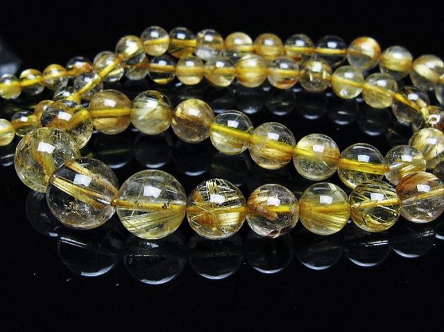 ゴールドタイチンルチルネックレス 12mm [t162-710]