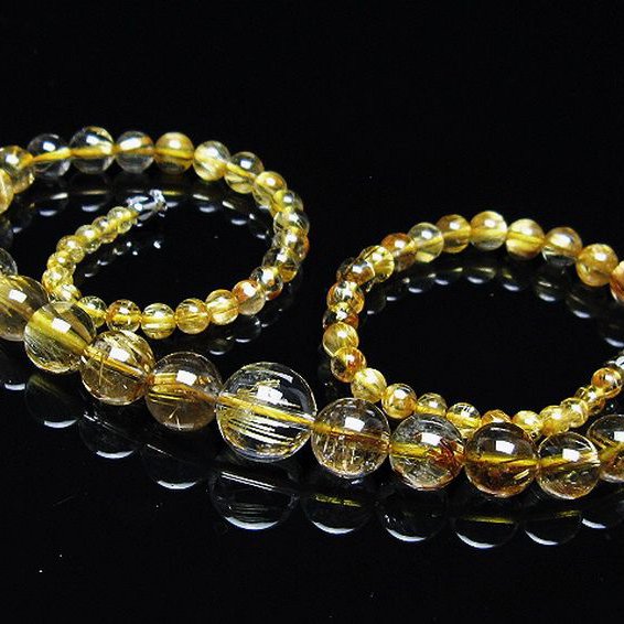 ゴールドタイチンルチルネックレス 12mm [t162-726]