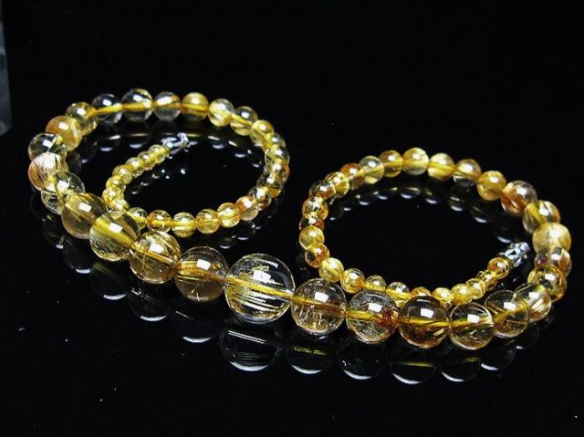 ゴールドタイチンルチルネックレス 12mm [t162-726]