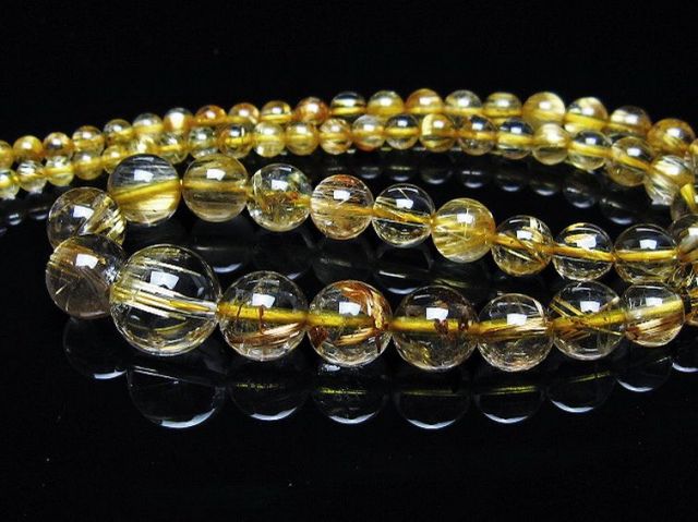 ゴールドタイチンルチルネックレス 12mm [t162-726]