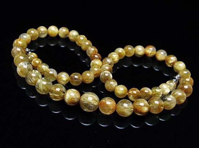 ゴールドタイチンルチルネックレス 10mm [t162-748]