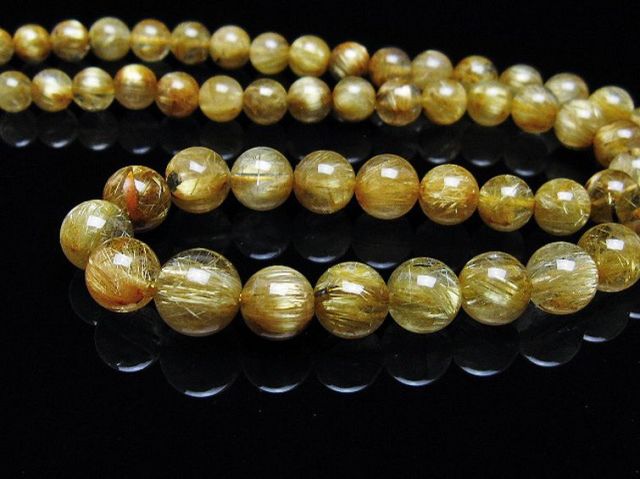ゴールドタイチンルチルネックレス 10mm [t162-748]