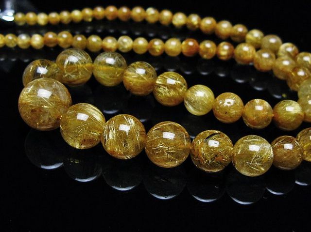 ゴールドタイチンルチルネックレス 12mm [t162-758]