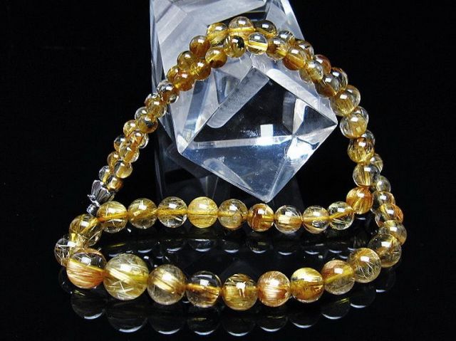 ゴールドタイチンルチルネックレス 10mm [t162-764]