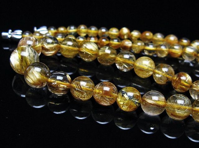 ゴールドタイチンルチルネックレス 10mm [t162-764]
