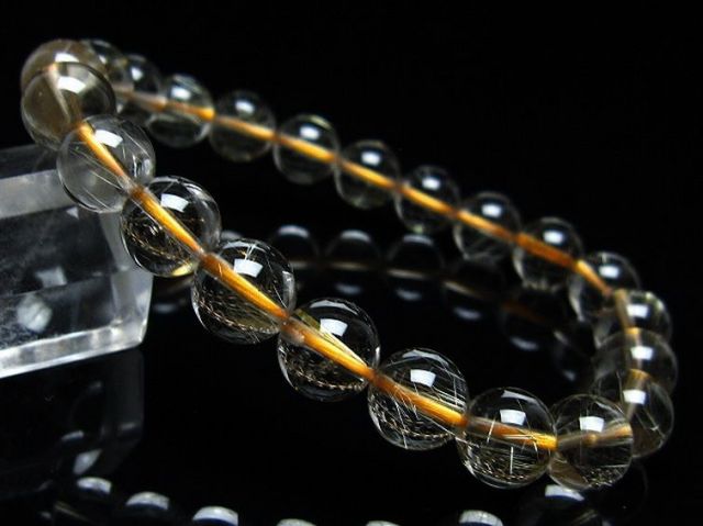 ゴールドタイチンルチルブレスレット 9mm [T171-6725]