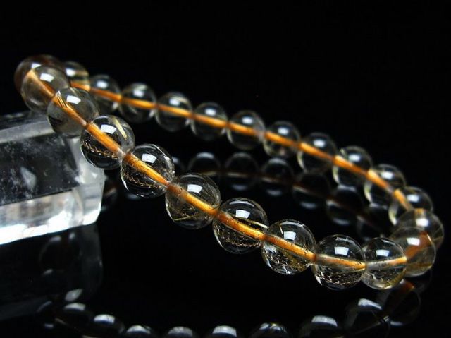 ゴールドタイチンルチルブレスレット 8mm [T171-6776]