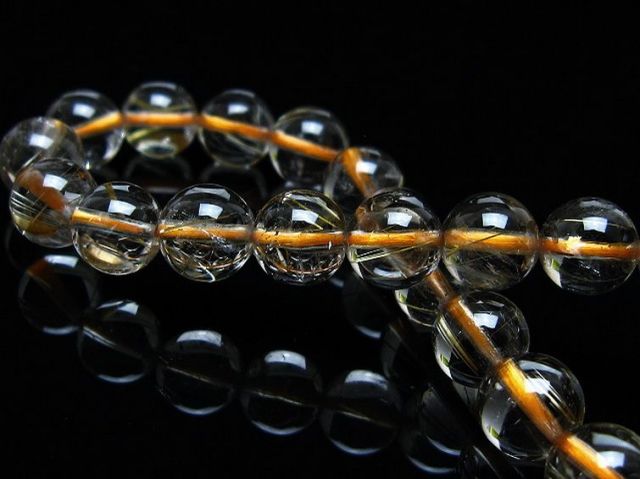 ゴールドタイチンルチルブレスレット 8mm [T171-6776]
