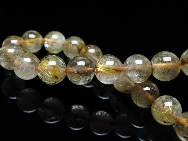 ゴールドタイチンルチルブレスレット 8mm [T171-6990]