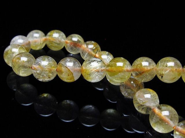 ゴールドタイチンルチルブレスレット 8mm [T171-7127]