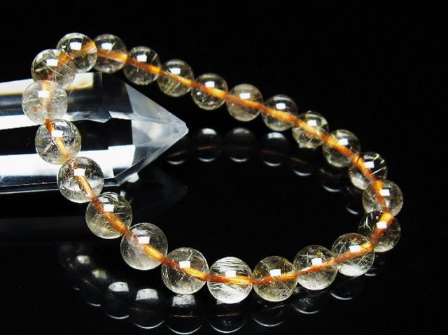 ゴールドタイチンルチルブレスレット 8mm [T171-7255]