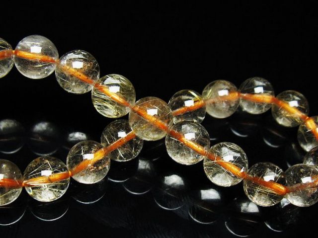 ゴールドタイチンルチルブレスレット 8mm [T171-7255]