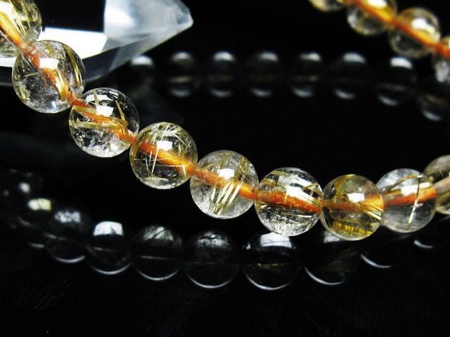 ゴールドタイチンルチルブレスレット 7mm [T171-7390]