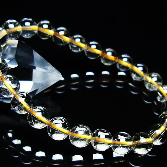 ゴールドタイチンルチルブレスレット 7mm [T171-7620]