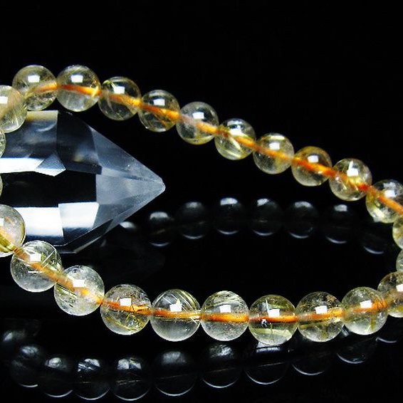 ゴールドタイチンルチルブレスレット 7mm [T171-7651]