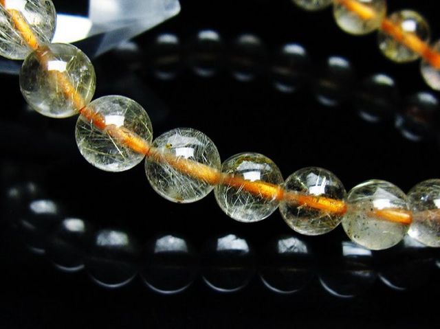 ゴールドタイチンルチルブレスレット 7mm [T171-7656]