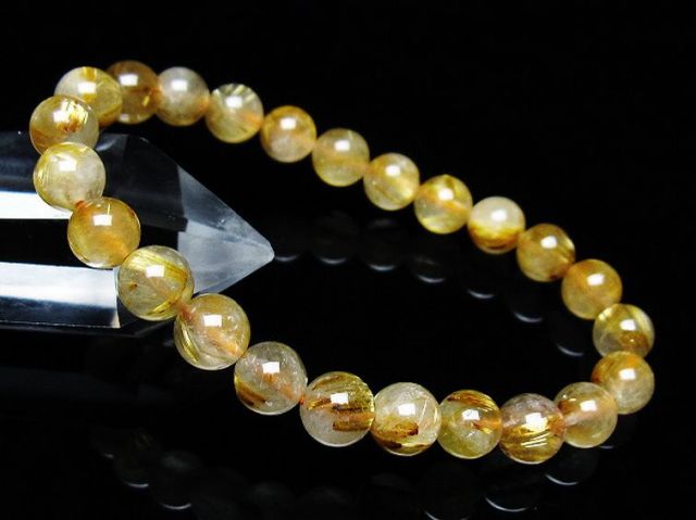 24 タイチンルチル 14mm 天然石 ブレスレット ゴールドルチル ルチル キャッツアイゴールドタイチンルチル ブレスレット 12.4㎜ XA