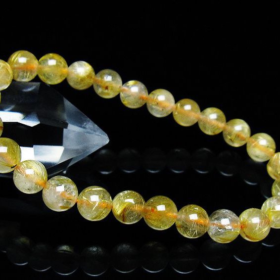 ゴールドタイチンルチルブレスレット 7mm [T171-7697]