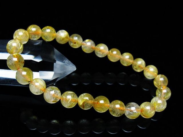 ゴールドタイチンルチルブレスレット 7mm [T171-7697]