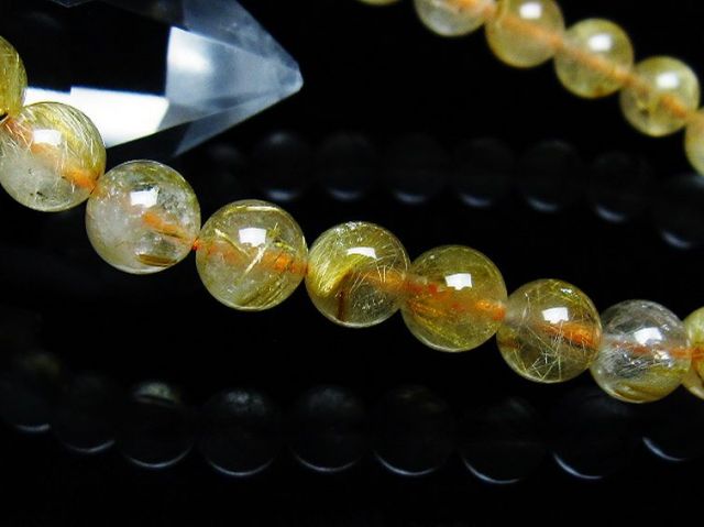 ゴールドタイチンルチルブレスレット 7mm [T171-7697]