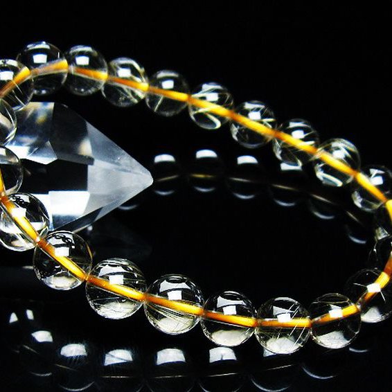 ゴールドタイチンルチルブレスレット 8mm [T171-7719]