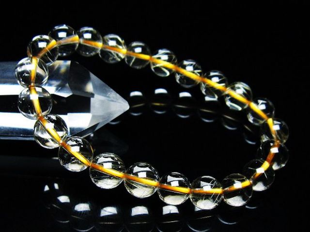 ゴールドタイチンルチルブレスレット 8mm [T171-7719]