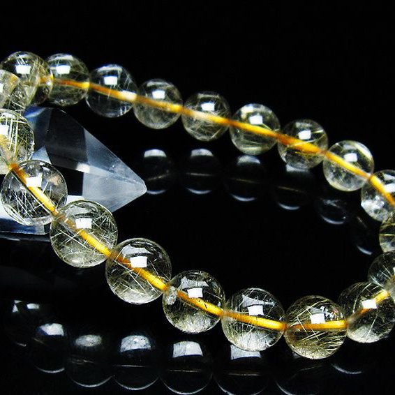 ゴールドタイチンルチルブレスレット 9mm [T171-7729]