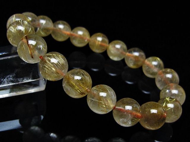 ゴールドタイチンルチルブレスレット 10mm [t171-8708]