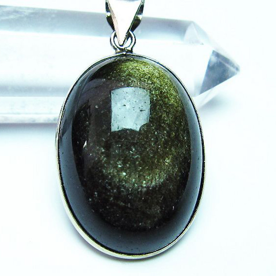 ゴールドキャッツアイオブシディアンペンダント[T174-2117]